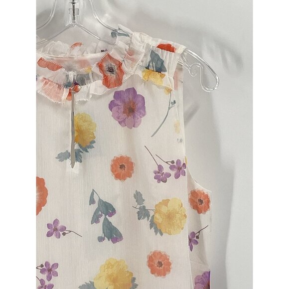 Ann Taylor Floral Sheer Gauze Sleeveless Blouse Sz Medium Petite NWT - Picture 2 of 6